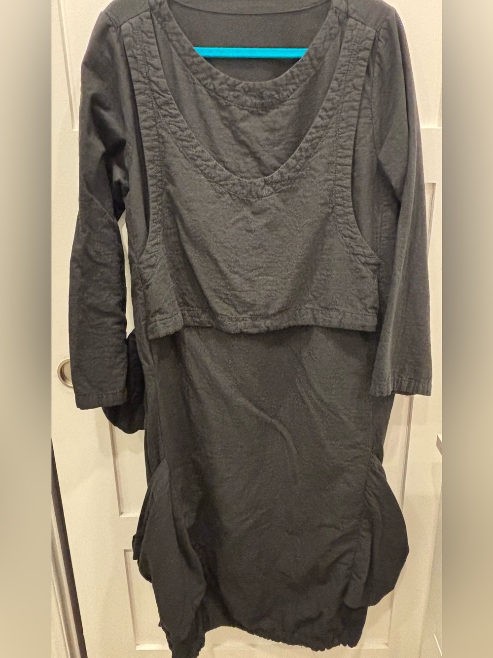 Women's Lagenlook Black Layered Long Sleeve Dress
